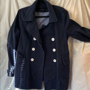 J Crew Navy Cotton Twill Double-Breasted Peacoat Size 14